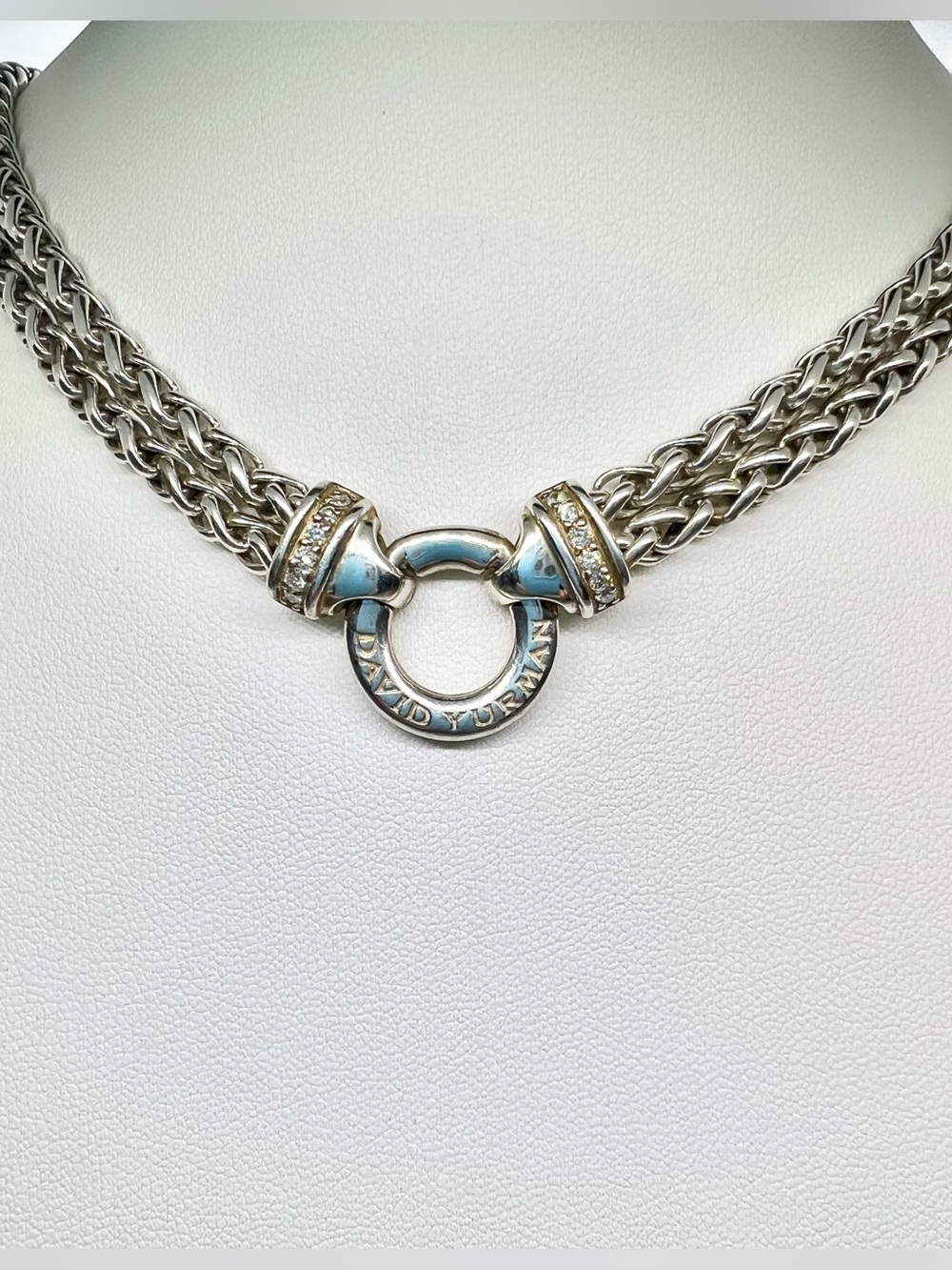 David Yurman Double Wheat Chain Necklace with Diamonds